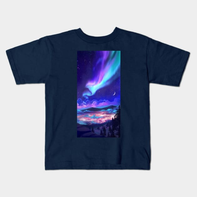 Aurora City long vers Kids T-Shirt by KucingKecil